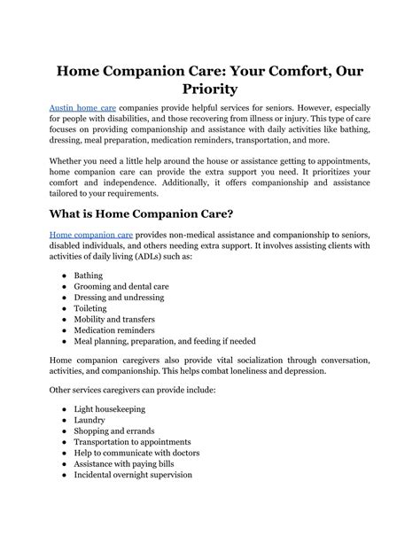 Ppt Home Companion Care Your Comfort Our Priority Powerpoint Presentation Id 12938582