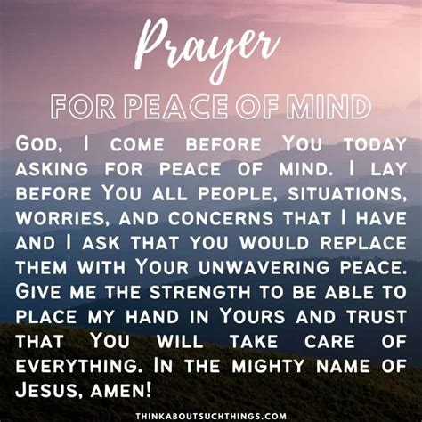 Prayer For Calmness Of Mind