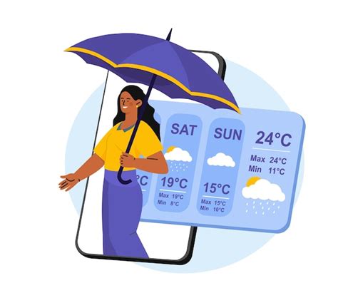 Premium Vector Woman With Weather Forecast Concept Young Girl With