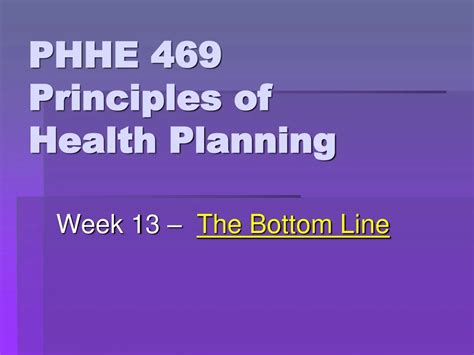 Principles Of Health Planning