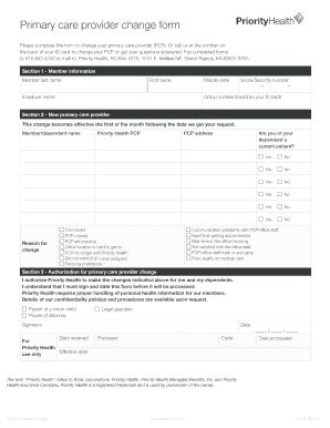 Priority Health Change Form