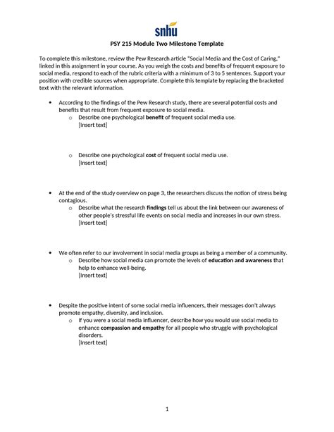 Psy 215 Module Two Milestone As You Weigh The Costs And Benefits Of