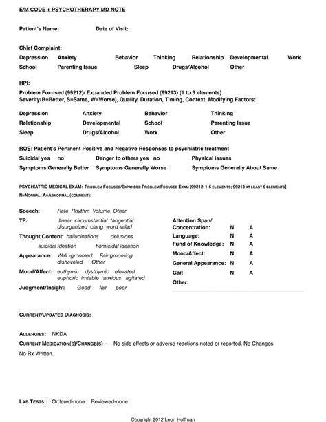 Psychiatry Hpi Template