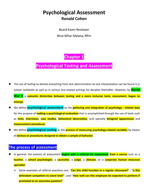 Psychological Assessment Pdf