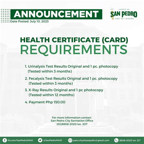 Public Health Certification Requirements