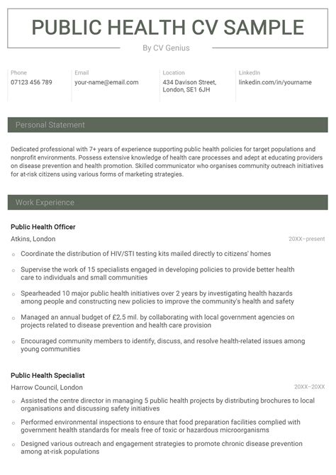 Public Health Cv Pdf