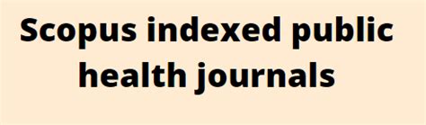 Public Health Journal Scopus