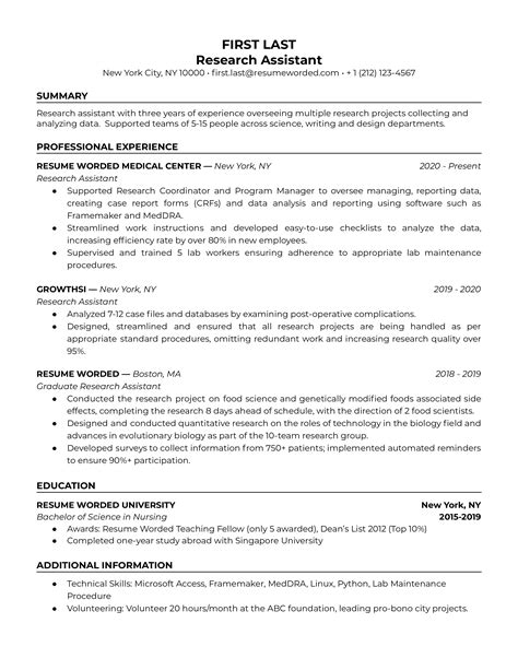 Public Health Research Resume