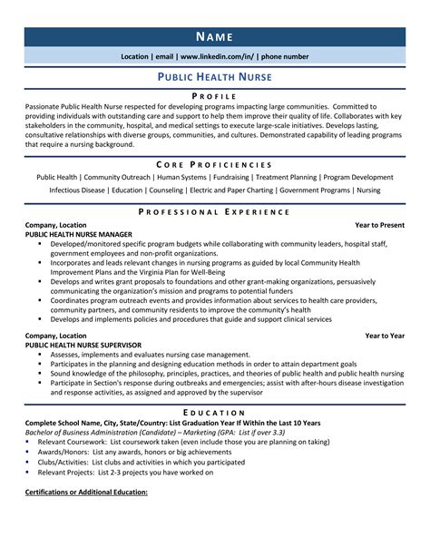 Public Health Resume Templates