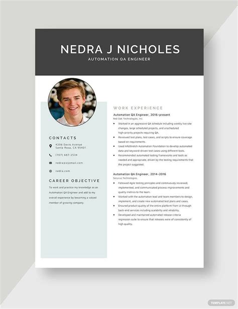 Qa Automation With Net Resume