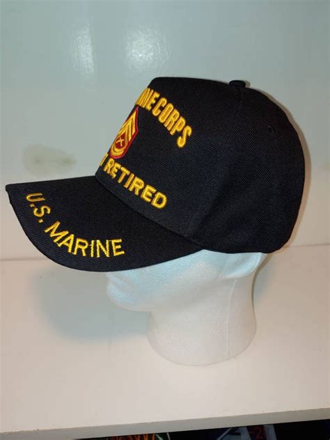 Rank E7 U S Marine Corps Gysgt Retired Black Baseball Cap Hat W U