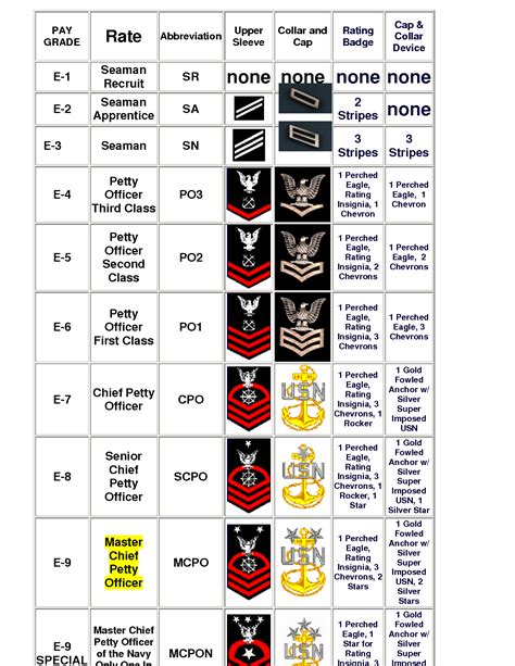 9 Navy Enlisted Ranks