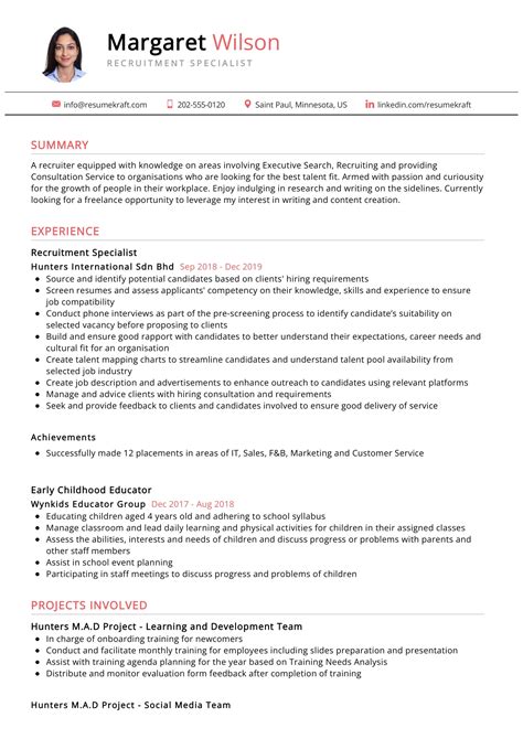 Recruitment Specialist Resume