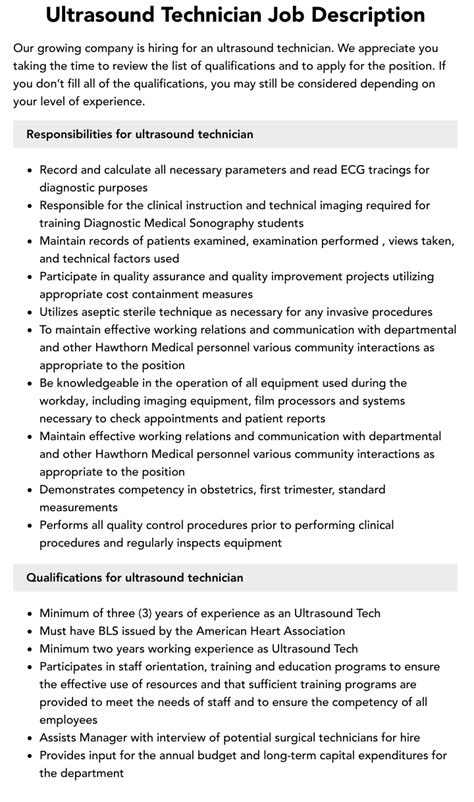 Responsibilities Of An Ultrasound Technician