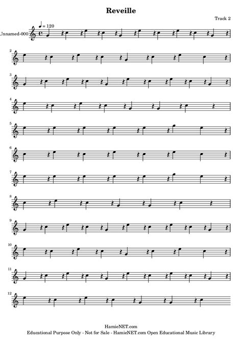 Reveille Sheet Music Reveille Score Hamienet Com