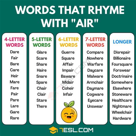 Rhyming Words For Air