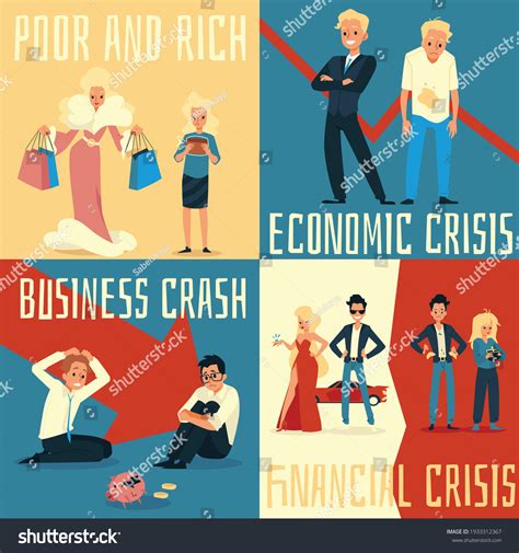 Rich And Poor People Before After Economic Vector Image