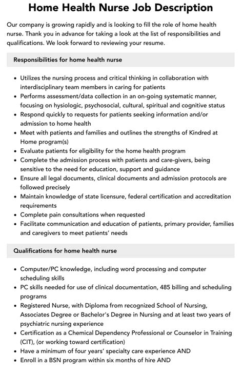 Rn Home Health Job Duties