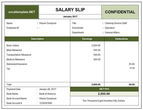 Salary Scale Template Free Payslip Templates