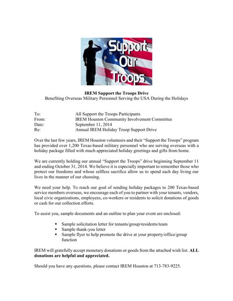 Sample Letter To Military Personnel