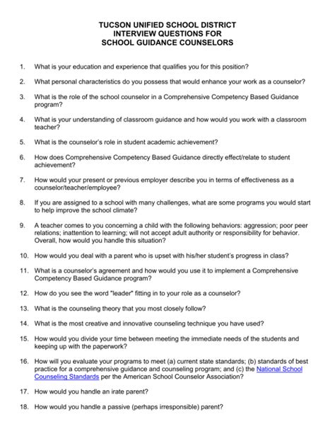 School Counseling Interview Questions