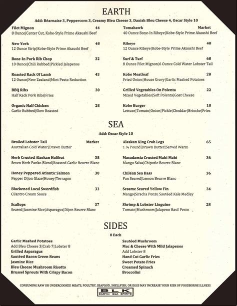 Sea And Earth Menu