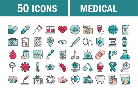 Set Of Medical And Health Care Equipment Line And Fill Icons 1263205 Vector Art At Vecteezy