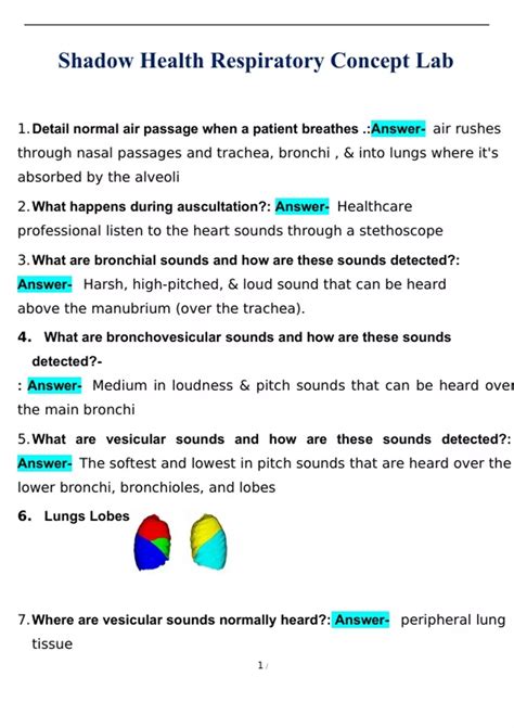 Shadow Health Answers