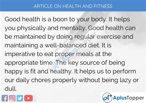 Short Article About Health