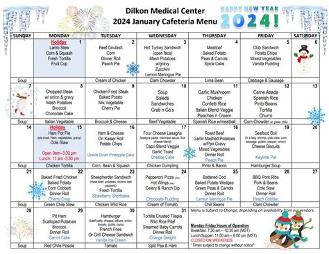 Soin Medical Center Cafeteria Menu