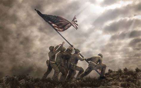 Soldiers Lifting Flag