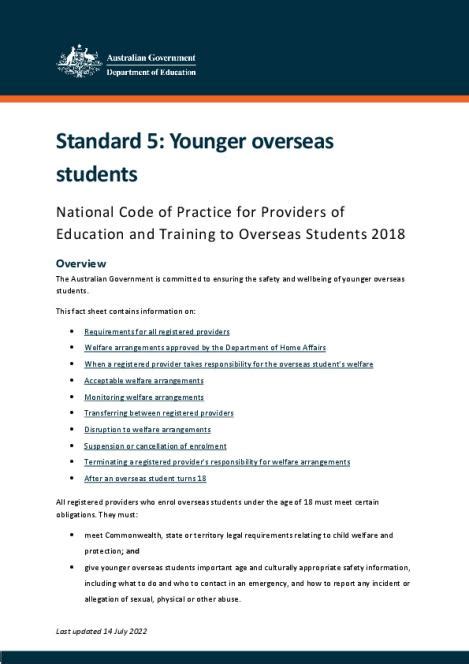 Standard 5 Younger Overseas Students Department Of Education Australian Government