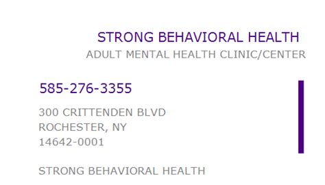 Strong Behavioral Health Rochester Ny