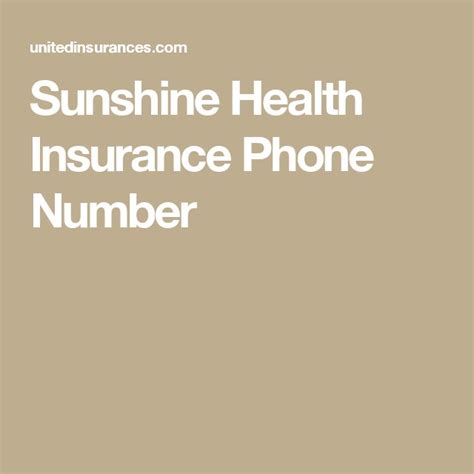 Sunshine Health Insurance Phone Number