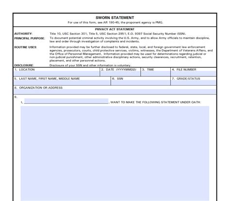 Sworn Statement Form Pdf