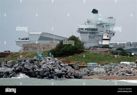 The Royal Navy Aircraft Carrier Hms Queen Elizabeth Passes Southsea