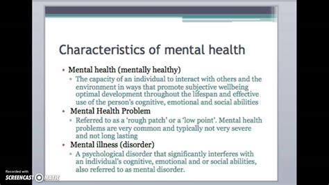 Mental Health Key Characteristics