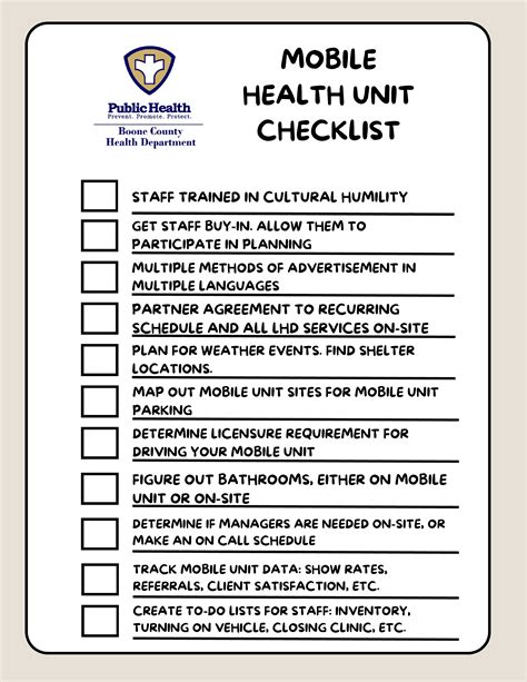 Tool Mobile Health Unit Checklist Vaccine Resource Hub