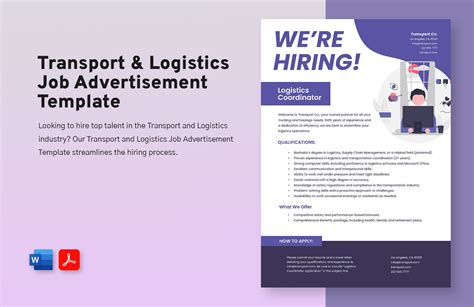 Transport And Logistics Job Advertisement