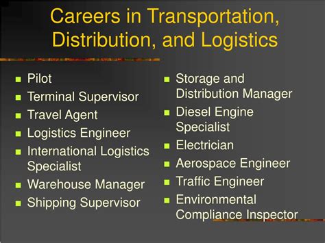 Transportation Distribution Logistics Career Cluster