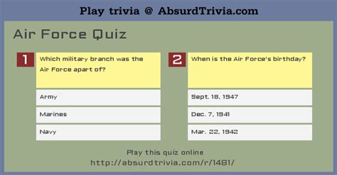 U S Air Force Trivia Questions