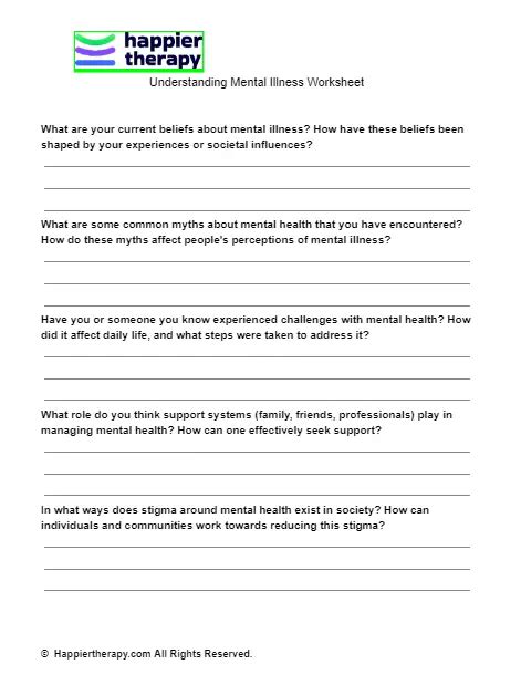 Understanding Your Mental Health Worksheet