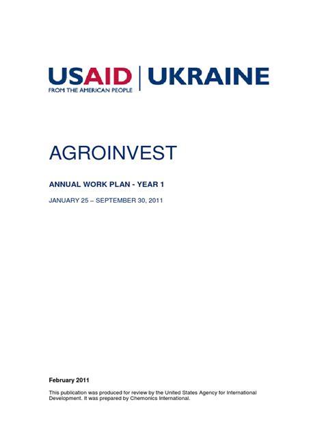 Usaid Year 1 Work Plan