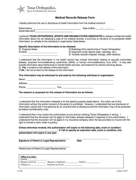 Uta Medical Release Form