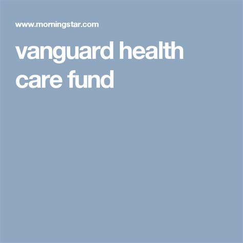 Vanguard Health Care Fund Morningstar