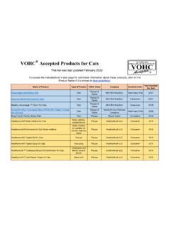 Vohc Accepted Products For Cats