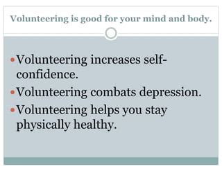 Volunteering Combats Depression