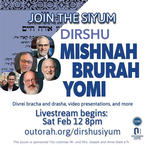 Watch The Dirshu Mishnah Brurah Siyum Halacha On Ou Ou Torah