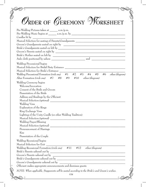 Wedding Ceremony Order Printable Outline And Timeline To Follow