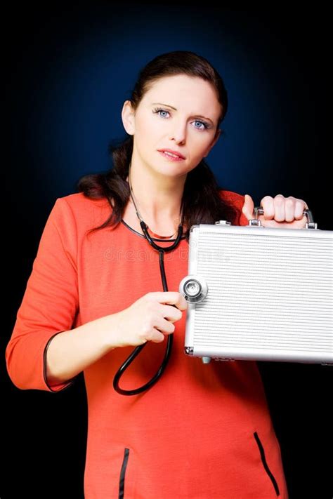 Woman Performing Business And Finance Health Check Stock Photo Image